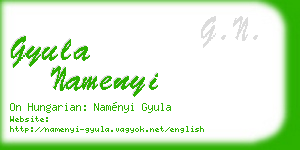 gyula namenyi business card