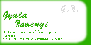 gyula namenyi business card